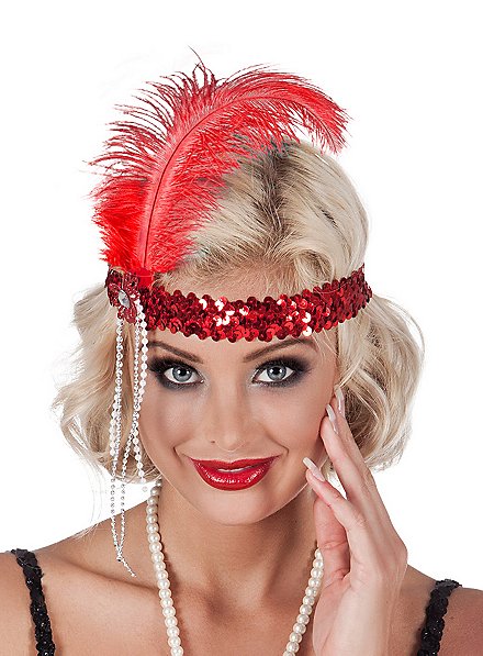 Sequined Flapper Headband red