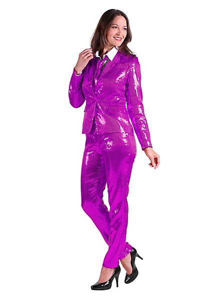 Sequined suit for ladies purple