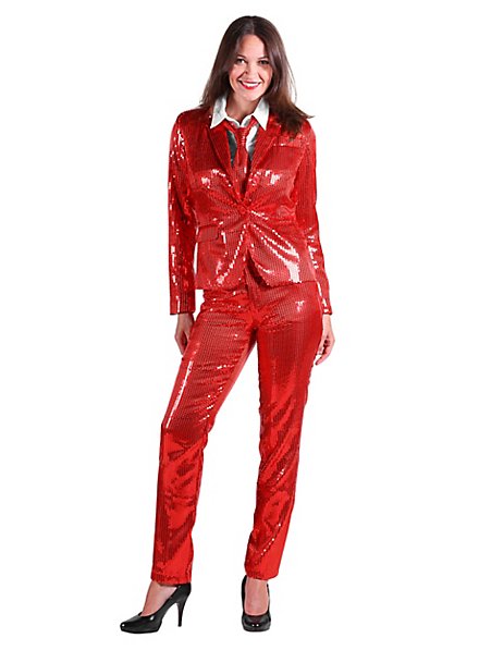 Sequined suit for ladies red