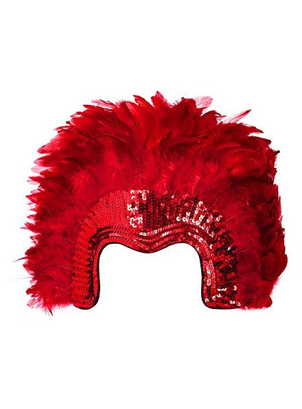 Showgirl Headdress with Feathers red 