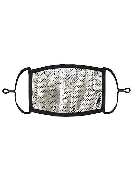 Silver-black reversible sequins Mouth and Nose Mask