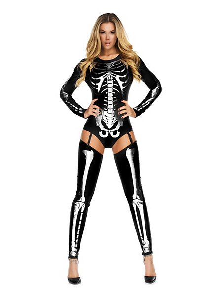 Skeleton Bodysuit black with Leg Warmers