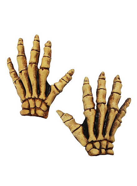 Skeleton Hands short yellow made of latex