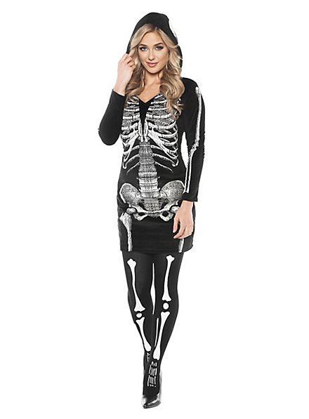 Skeleton Hooded Dress Costume