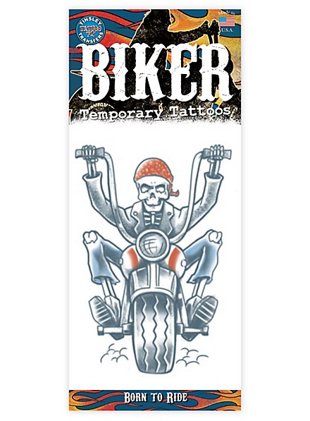 Skelett Biker Klebe-Tattoo