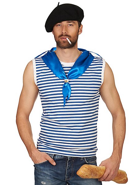 Sleeveless striped shirt with scarf