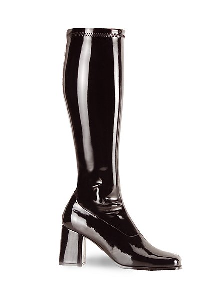 Smalle Skaft Støvler Stretch Lak Sort