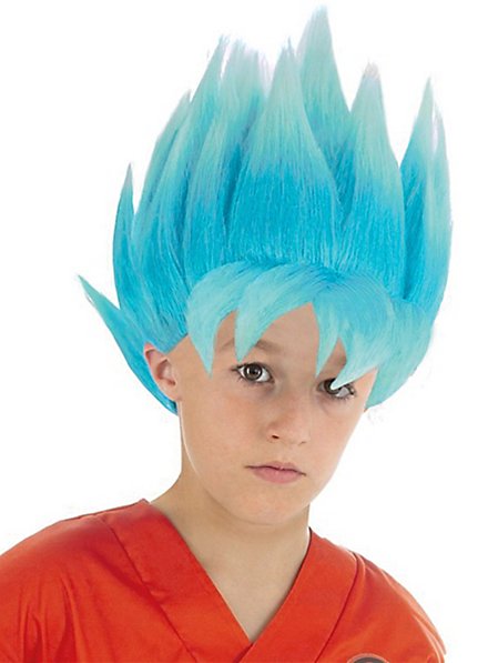 Son Goku Super-Saiyajin Perücke für Kinder blau