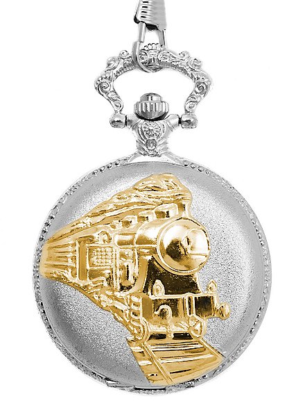 Steam Engine Pocket Watch silver 