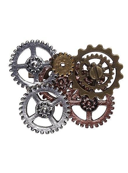 Steampunk broche met tandwielen