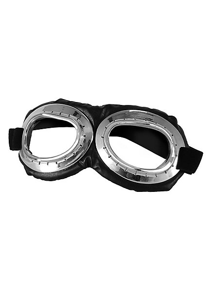 Steampunk Fliegerbrille silber-schwarz 