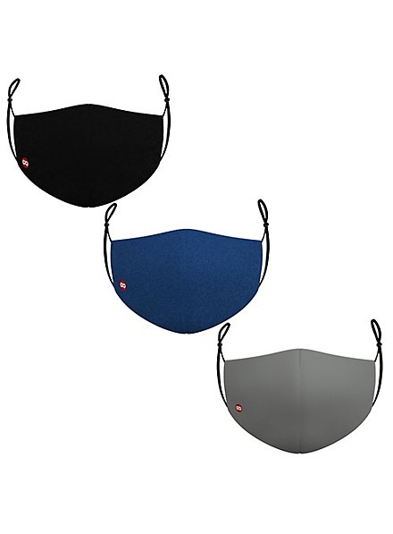 Stoffmasken Sparpack unifarben - schwarz / blau / grau
