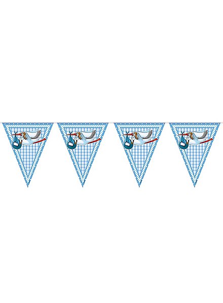 Storch Baby Wimpelkette blau 10 Meter