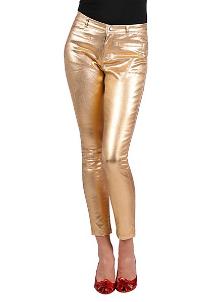 Stretch pants gold-metallic