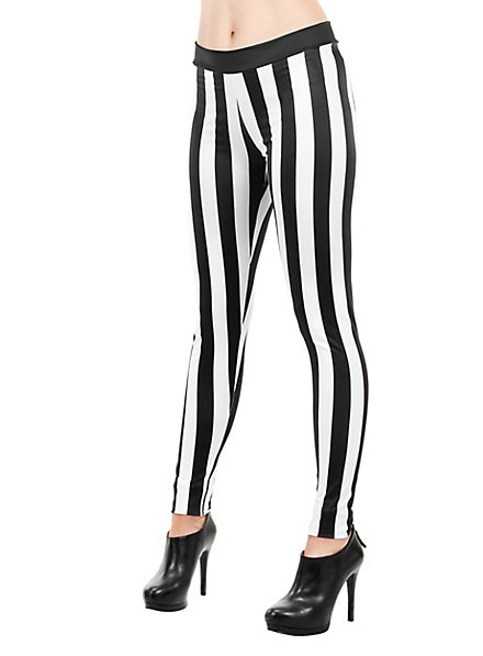 Striped leggings black-white