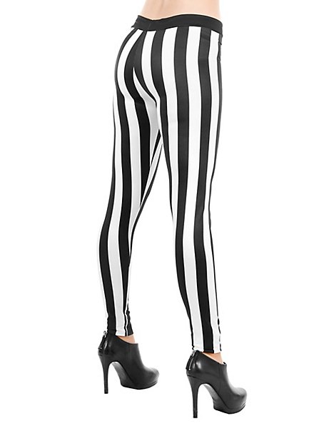Striped leggings black-white - maskworld.com