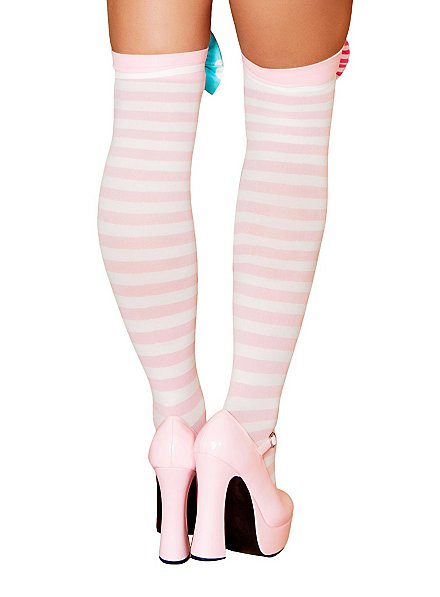 Striped Over-the-Knee Stockings pink-white