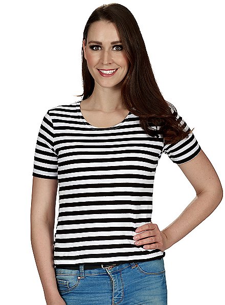 Striped shirt for ladies black-white
