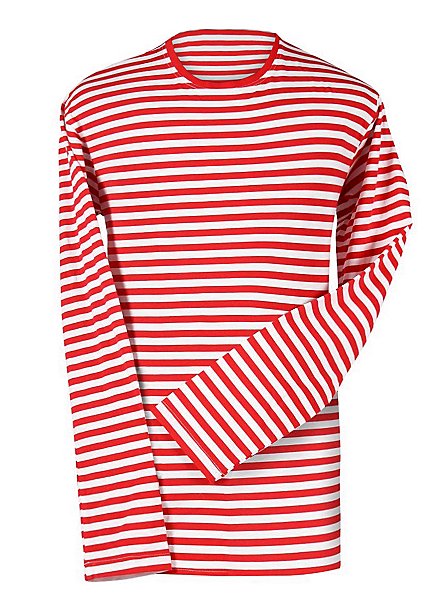 Striped Shirt long-sleeved, red-white