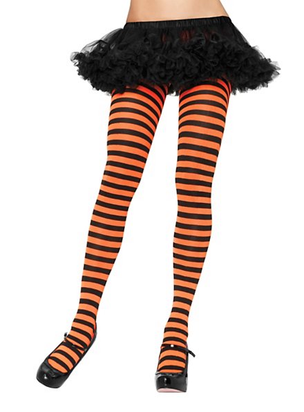 Striped tights black-orange