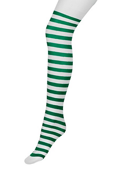 Striped tights for children green-white - maskworld.com