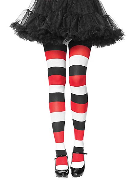 Striped tights white-black-red