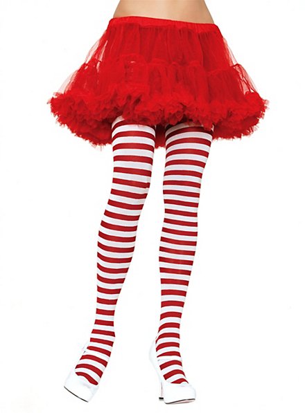 Striped tights white-red
