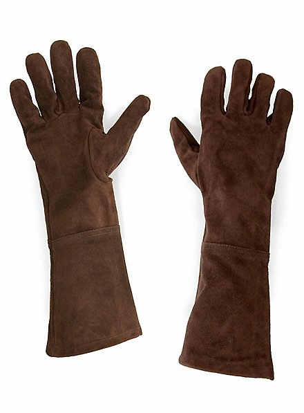Suede Leather Gloves brown 
