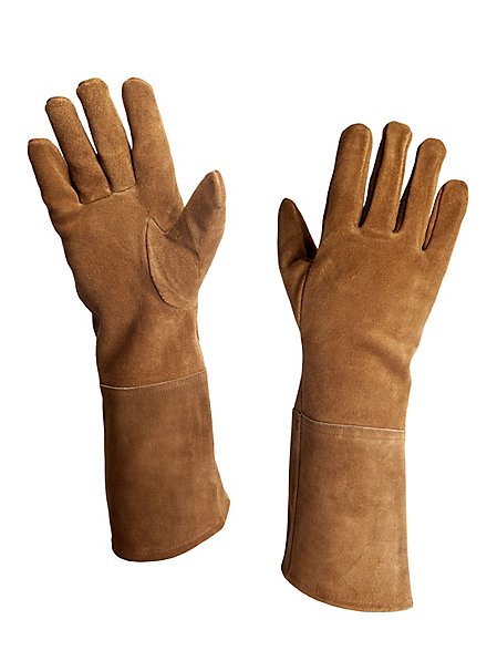Suede Leather Gloves light brown 