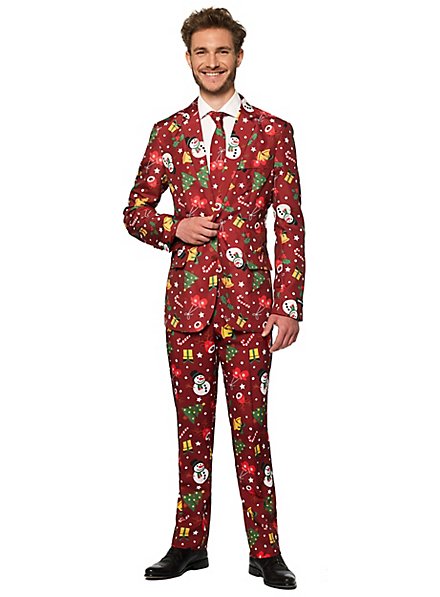 Christmas Red Icons Hose und Krawatte besteht aus Sakko Suitmeister Weihnachtsanzüge für Herren mit LED Weihnachtsbeleuchtung