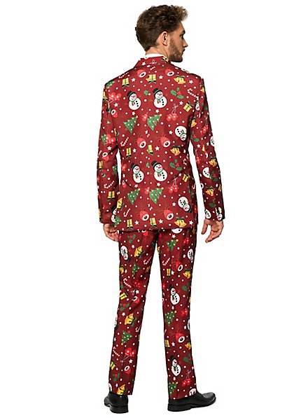 Christmas Red Icons Hose und Krawatte besteht aus Sakko Suitmeister Weihnachtsanzüge für Herren mit LED Weihnachtsbeleuchtung