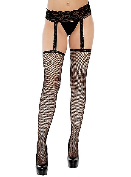 Suspender tights with lace black