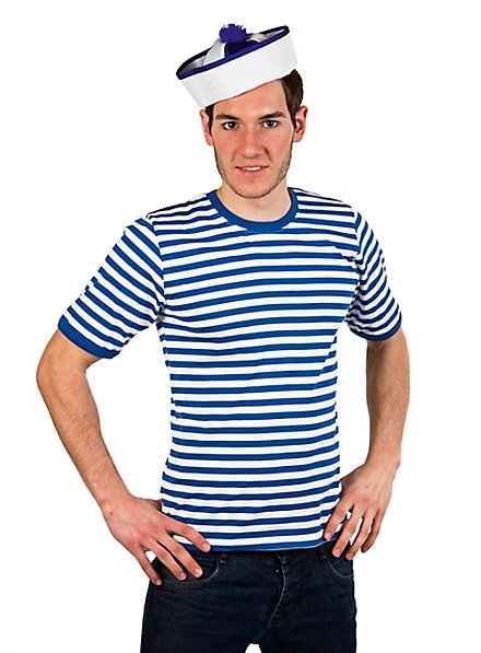 T-shirt rayé demi-manches bleu-blanc