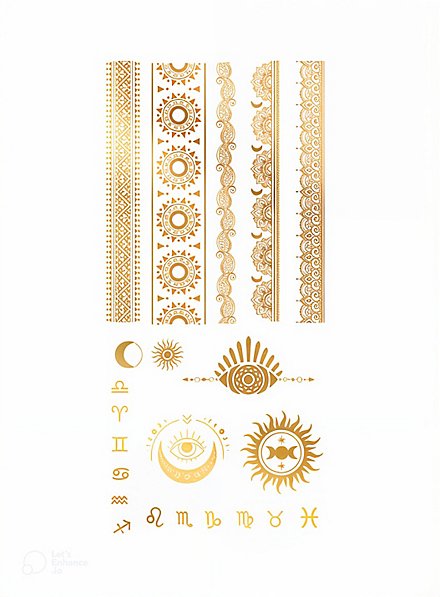Tatuaggi adesivi della cartomante oro metallizzato