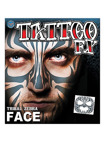 Tatuaggio adesivo viso tribale di zebra