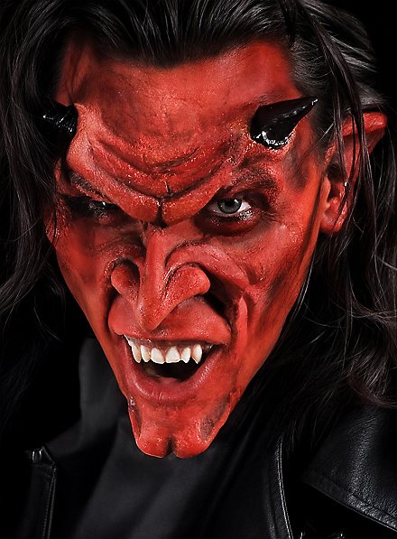 DEGUISE TOI Teufel Halbmaske Aus Latex – Rot Mit Hörnern, Für Halloween & Mottopartys