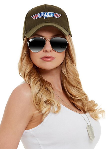 Top Gun Tilbehørssæt Med Kasket, Flyverbriller Og Dog Tag
