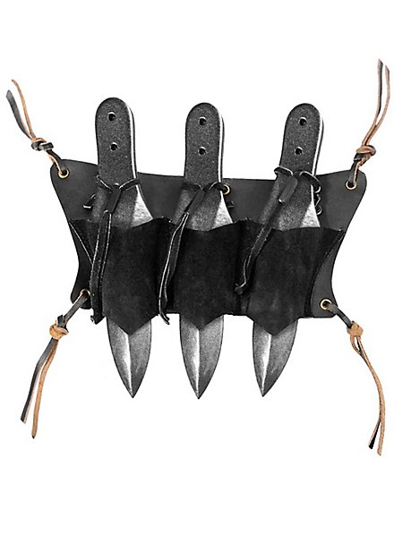 Triple fourreau de couteau en daim noir