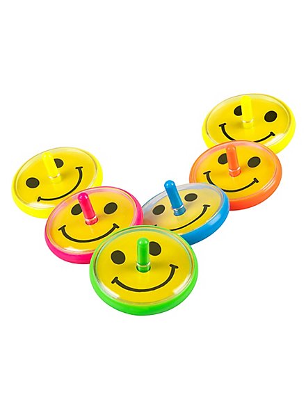 Trottole Smiley di diversi colori, 6 pezzi