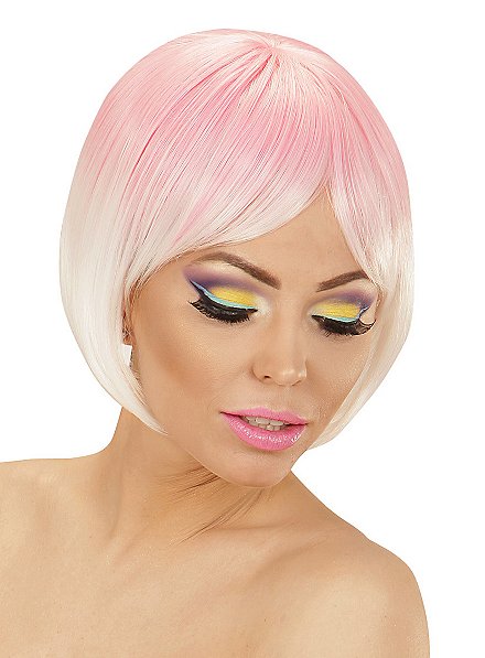 Two Tone Ladies Wig Pink White