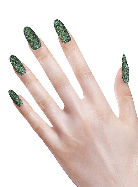 Uñas Postizas Brillantes Verdes