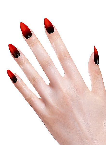 Uñas Postizas Stiletto Negro-Rojo
