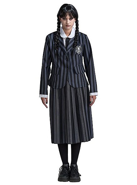 Uniforme Escolar De Wednesday Negro-Gris Para Mujeres