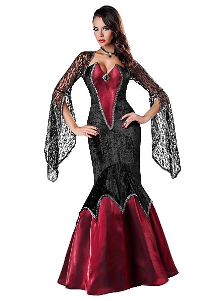 Kostüm Kleid mit Halskette Antoniella Halloween elegante VAMPIRIN Vampir Damen 