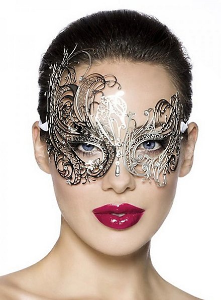 Venetian metal mask Fiore argento - maskworld.com