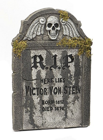 Victor Tombstone with Moss Halloween Decoration