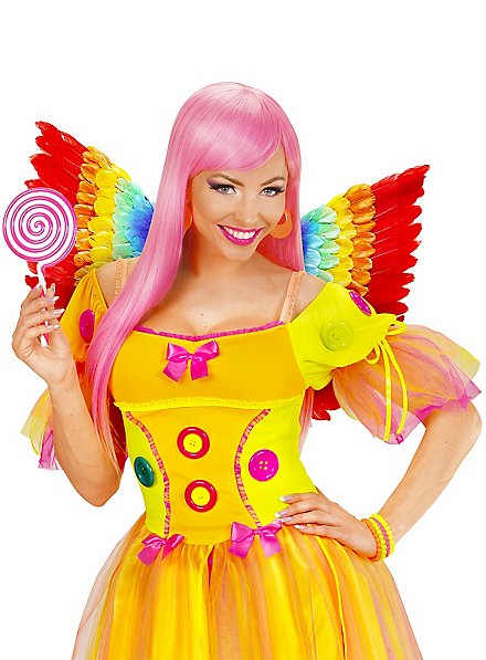 Smiffys Federflügel Regenbogen 60cm - Bunte Flügel Für Karneval Und Kostümparty