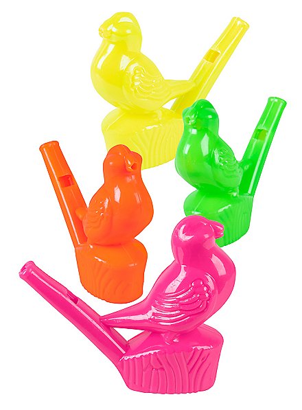 Vogelfluitjes in verschillende kleuren, 4 stuks