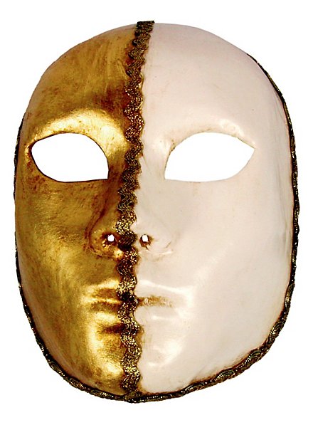 Volto 1/2 bianco 1/2 oro - Venetian Mask - maskworld.com