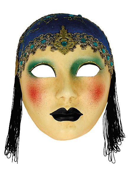 Volto Anni 30 capp blu - Venezianische Maske